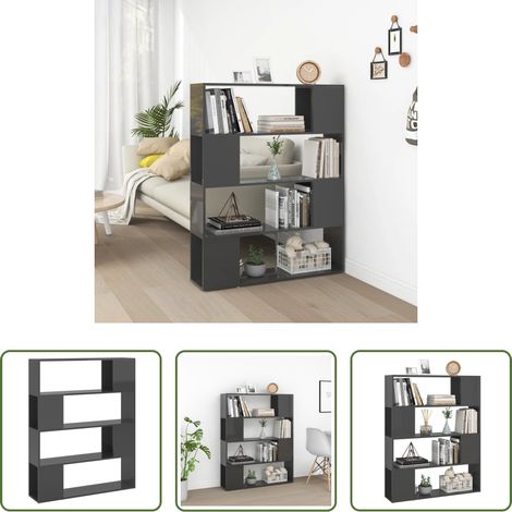 Rangement - Bibliothèque/Séparateur de pièce Gris brillant 100x24x124 cm (1/5)