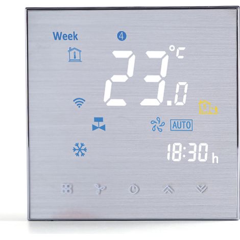 Termostato de ambiente de dos tubos con programación digital y función WLAN para sistemas de aire acondicionado (BAC-3000ALW, plata) (1/5)
