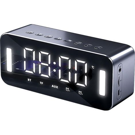 MC-H8 Kabelloser Bluetooth-Lautsprecher mit Multifunktionswecker, Nachtlicht, Spiegel, Temperatursensor und 2500-mAh-Akku