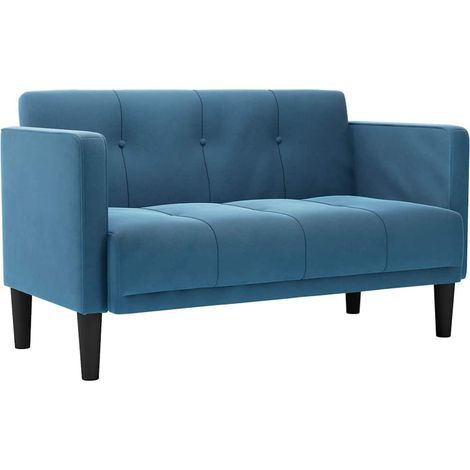 vidaXL Divano Divanetto Blu 111 cm in Velluto (1/5)