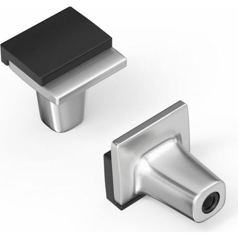 Set aus 2 quadratischen Schrankgriffen aus Zinklegierung in den Farben gebürstetes Nickel, Silber, Schwarz und gebürstetes Nickel für Türen, Kommoden und Schlafzimmer (1/5)
