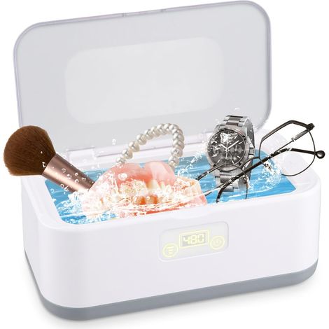 Nettoyeur Ultrasons 50kHz, 800ml Nettoyeur Ultrasons Lunettes avec 5 Réglages de Temps Ultrasonic Cleaner Nettoyage Profond 360° à Toucher Unique pour Bijoux Bague Lunettes Dentiers Nettoyage (1/5)