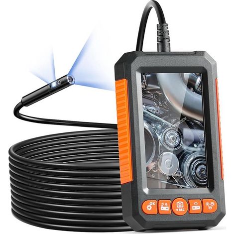 Cámara endoscópica industrial con dos lentes, resistente al agua IP67, trabajos automoción fontanería (cable 5 m tarjeta 32 GB), 145 x 85 x 26 mm (1/5)