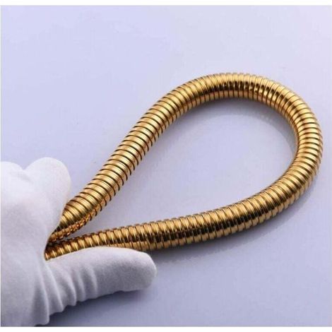 2m(78-Inch) Tuyau de Douche Flexible Doré Anti-pli en Acier Inoxydable avec Connecteur en Laiton Massif