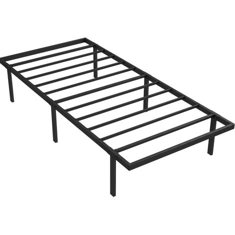 Metall-Bettgestell 90 x 200 cm mit Stauraum unter dem Bett, Lattenrost, Schwarz (1/5)