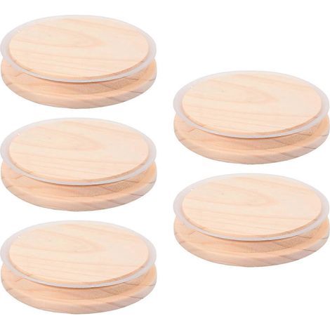 Lot de 5 couvercles en bois résistants pour tasses, mugs et boîtes en verre.-1.9X10.2CM (1/3)