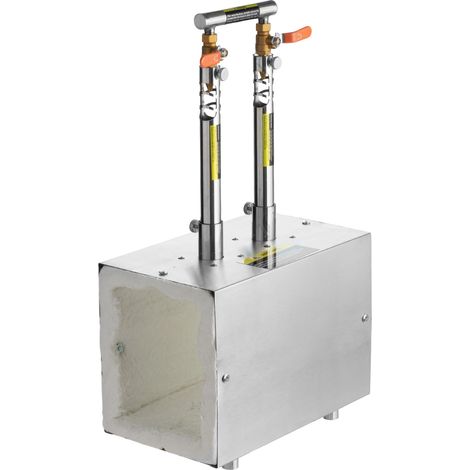 Mophorn Forge à propane portable avec 2 brûleurs, température maximale de 1427 °C, carré en acier inoxydable, idéale pour la coutellerie, la bijouterie, l'atelier et les travaux de métal en extérieur (1/2)