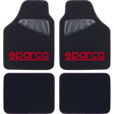 Set SPC19 completo tappetini universali auto moquette nero/rosso poliestere (1/2)