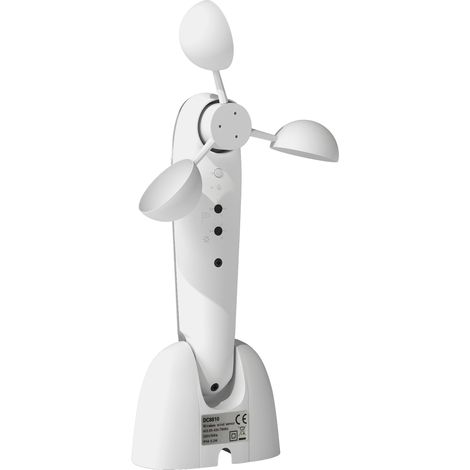 Station Météo Extérieure Blanche – Capteur Solaire – Anémomètre Électrique – Protection Vent – 22x11x9 cm