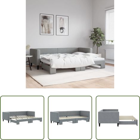 vidaXL Sofa-Bett - Tagesbett Ausziehbar Hellgrau 80x200 cm Stoff (1/5)