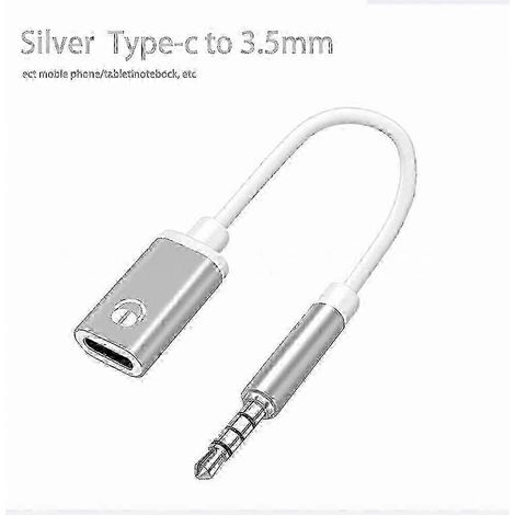 Câble audio mâle 3,5 mm vers femelle type C, adaptateur casque/audio analogique, compatible avec les lecteurs MP3 et les ordinateurs portables. (1/5)