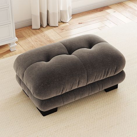 Pouf Ottoman Repose-Pieds en Chenille Clair - Design Nuage Modulable et Confortable pour Salon Paris - Marron (1/5)