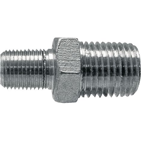 Raccordo di riduzione, filettatura esterna 1 1/4" x 3/4" in acciaio e PVC per tubo di irrigazione a goccia.