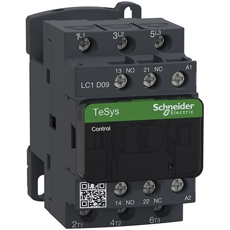 Contactor de potencia TeSys D3P AC-3 9A bobina 110VCA LC1D09AF7 de Schneider