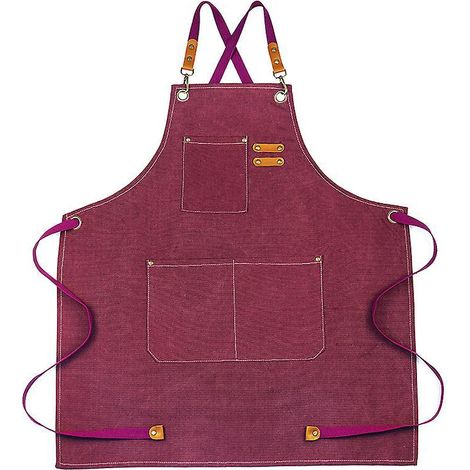 (rouge)tablier De Cow-boy De Avec Poches Pour Coiffeur, Peintre, Jardinier, Styliste De Coiffure Pour Femme Et Homme (1/4)