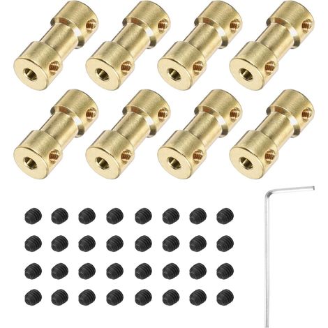8pcs Coupleur d'arbre, Laiton, 3,17mm-4mm, Vis, Clé hexagonale, Modèle RC (1/4)