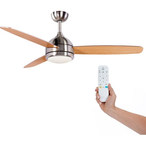 Ventilador de Techo Kekai Siroco Plata DC 132x40cm 55W Plata con Aspas de Madera, Luz Regulable, Temporizador y Aplicación Smart (1/5)