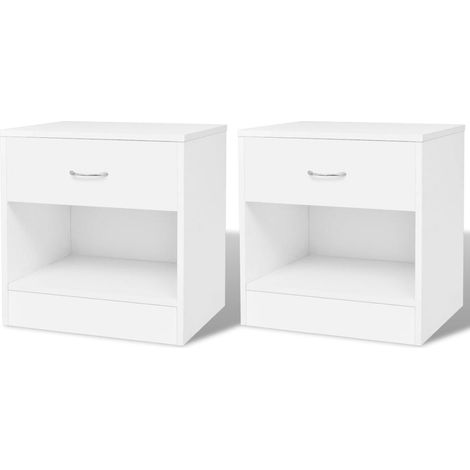 Conjunto de 2 mesitas de noche mesitas de noche cómoda mueble de dormitorio con cajón blanco 1402141