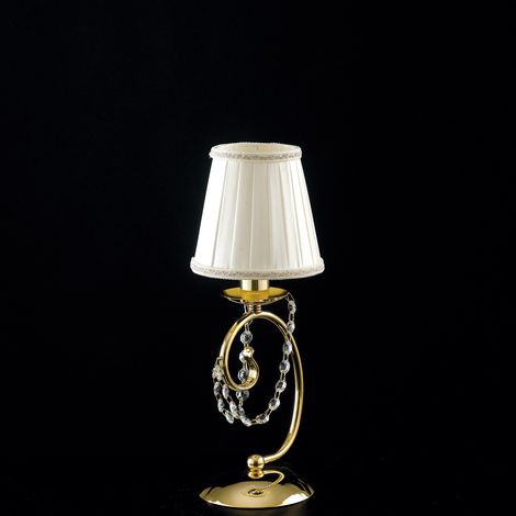 Magda Lumetto in ferro dorato 1 luce con paralume H.27 Ø13 BL146-LT-OR-PAR