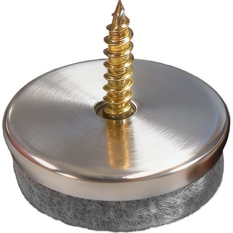 Lot de 40 patins en feutre 22 mm, vis, clous, boîte plastique, protections meubles, chaise, stratifié, parquet, carrelage (gris) (1/5)