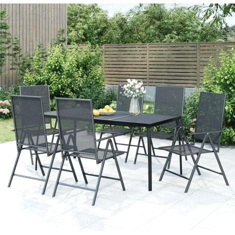 Ensemble à manger de jardin 7 pcs-Salon de jardin anthracite acier 464521 (1/5)
