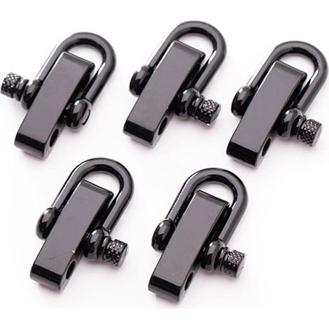 Lot de 10 fermoirs paracorde en forme de D pour bracelets de survie en plein air - Noir (1/5)