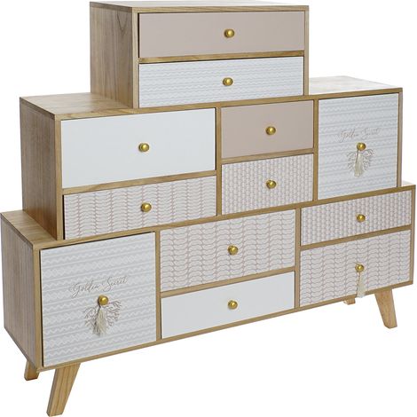 Buffet, meuble de rangement en bois de paulownia coloris naturel - Longueur 120 x Profondeur 25 x hauteur 110 cm -PEGANE- (1/5)
