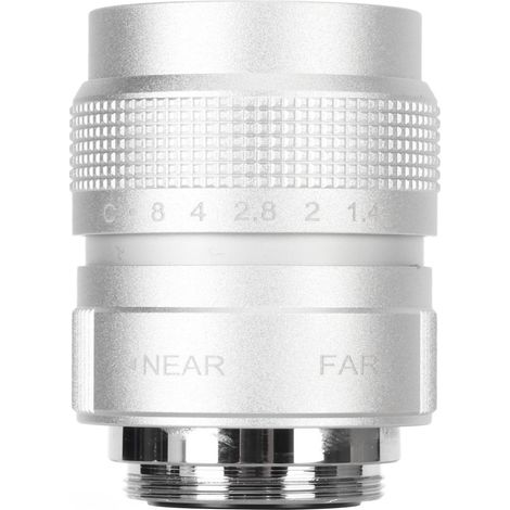 Objectif CCTV 25mm F1.4 Argent Monture C, Haute Luminosité pour Caméras de Surveillance Magasin, Entrepôt, Parking (1/5)