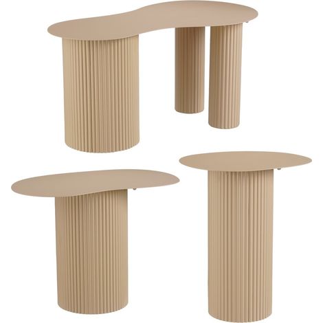 Lot de 3 Tables d'Appoint Gigognes en Fer Marron Clair Forme Organique pour Salon - PANGIVO (1/5)