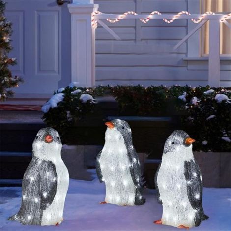 Décoration de pingouin lumineux de Noël : Décoration de pingouin lumineux, Décoration de pelouse, Ornement pingouin lumineux, (1/4)