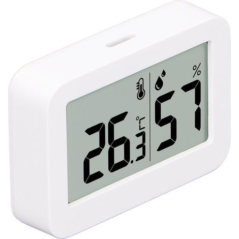 Thermomètre-hygromètre avec écran LCD, affichage AM/PM (°F/°C), affichage de l'heure en temps réel, horloge et date. Mini appareil de mesure de la température et de l'humidité. (1/5)
