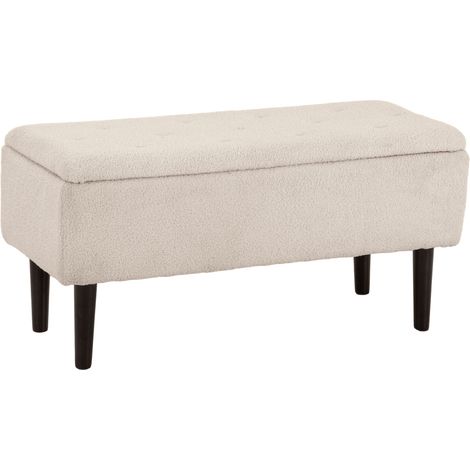Aufbewahrungsbank mit Sitzfläche, Beinen aus Holz und Gummi, Maße 95 x 38 x 45 cm, beige