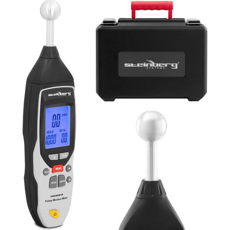 Medidor de humedad no invasivo para madera y ladrillos, pantalla LCD, rango de 0 a 100%, con estuche.