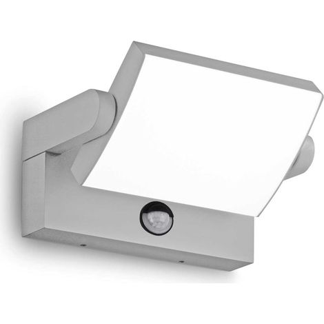 Ideal Lux SWIPE PIR-integrierte LED-Wandleuchte für den Außenbereich, Grau, 2000 lm, 3000 K, IP54