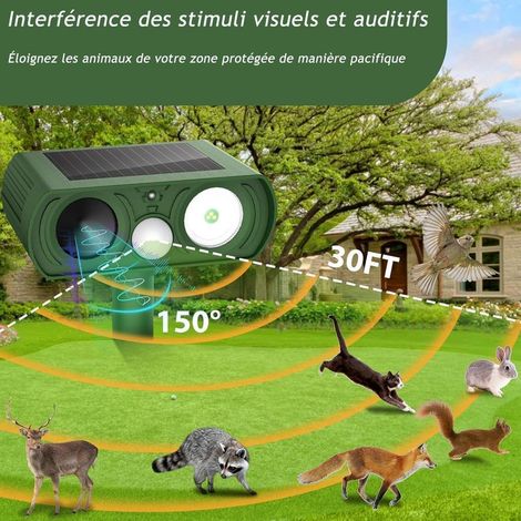 Solarbetriebenes Katzenabwehrgerät für den Außenbereich, Ultraschall-Katzenabwehrgerät, IP54-Katzenabwehrgerät für den Außenbereich mit Bewegungsmelder und LED für Katzen, Hunde, Mäuse, Waschbären, Fü (1/4)