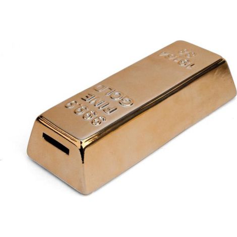Sparschwein - Kikkerland - KKPB17 - Goldbarren-Form - Braune Farbe - Diverser Typ