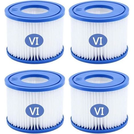 Lot de 4 filtres de type VI pour spa et jacuzzi - Remplace les filtres Coleman SaluSpa 90352E, Bestway, Lay-Z Spa,filtre de piscine