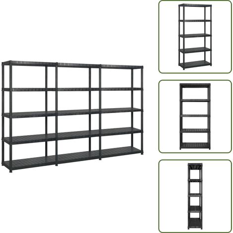 Étagère de rangement à 5 niveaux Noir 255x40x185 cm Plastique - Etagere De Rangement - Étagères Murales - Rangement Intérieur - Meuble De Rangement - Étagère Industrielle (1/5)