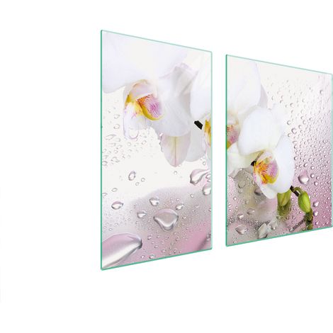 Assiette en verre et planche à découper 100x52 orchidée (1/5)