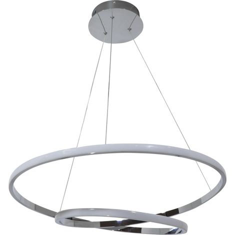 Sospensione in metallo e alluminio cromo lucido con led integrato Cromo Spira (1/2)