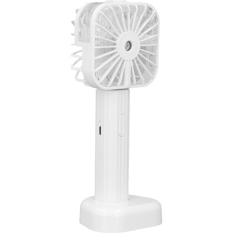 Tragbarer Handventilator mit Sprühfunktion, batteriebetrieben, USB-aufladbar, leiser Sprühventilator für Reisen und Outdoor-Aktivitäten, Weiß (1/5)