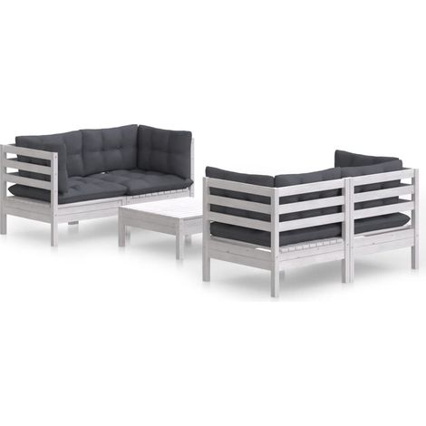 Salon de jardin 5 pcs Contemporain, Ensemble repas de jardin, avec coussins anthracite Bois de pin OIB4723E (1/5)
