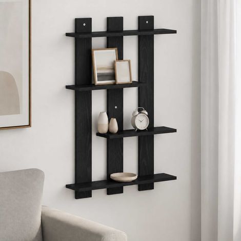 vidaXL Scaffale da parete Rovere Nero 61 x 13,5 x 88 cm