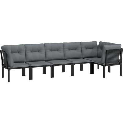 Mobili da giardino mobili da esterno set di mobili 6 pezzi in resina intrecciata nera e grigia 020017046