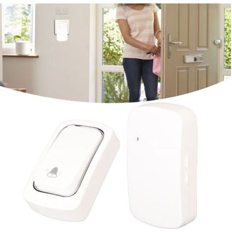 Sonnette de porte sans fil Interphone vocal ABS sans trou pour la maison et la chambre EU Plug 100-230V--INHHUB (1/4)