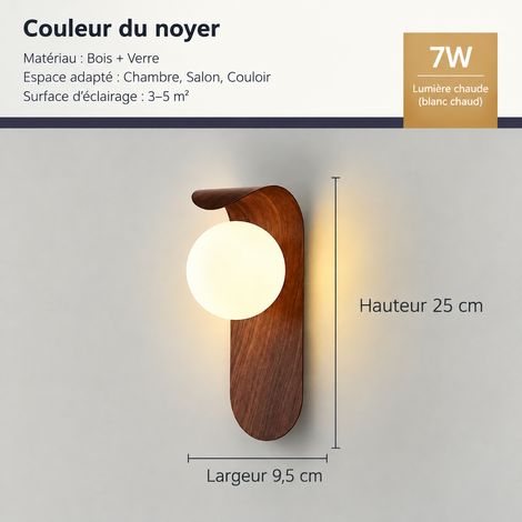 Applique murale rétro effet bois qualité couleur noyer G9 lumière chaude monochrome 5W anti-éblouissement protection des yeux sans scintillement 800 g – Livraison gratuite