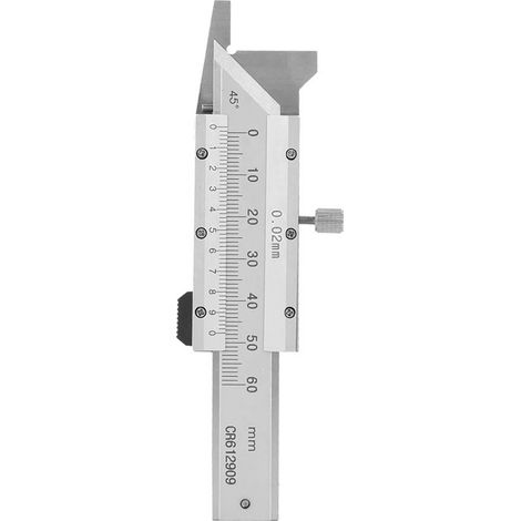 Fasenlehre, Fasenlineal, Edelstahl-Nähfuß mit Nonius 0-50 mm (1/5)