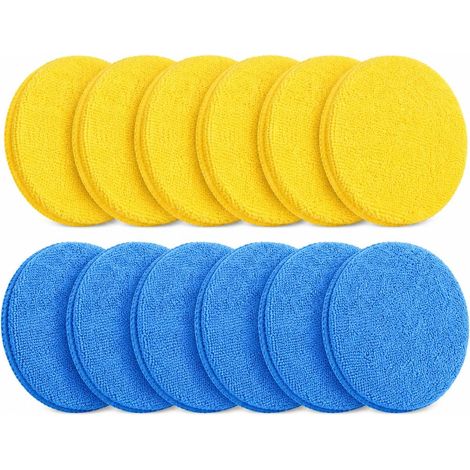 Lot de 12 tampons applicateurs de cire en microfibre pour l'entretien de la voiture, tampons applicateurs en microfibre avec poche pour les doigts, pour voitures, camions, bateaux, nettoyage et (1/5)