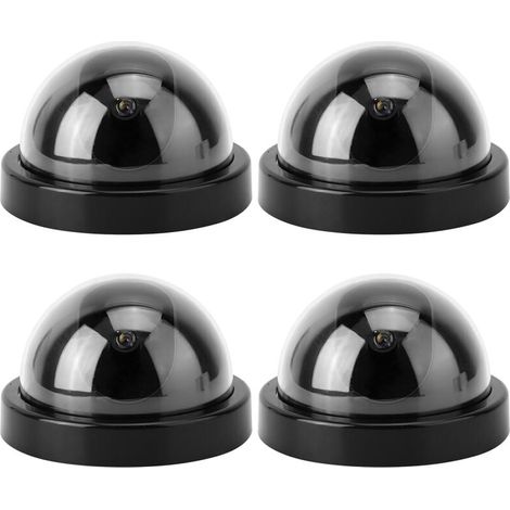 4pcs simulateur de caméra de Simulation de dôme factice factice avec Clignotant LED pour Les Maisons et Entreprises alimenté par 2 Piles AA(Noir) (1/4)