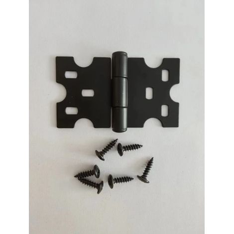 Six charnières noires avec vis, adaptées aux petites portes. (1/5)